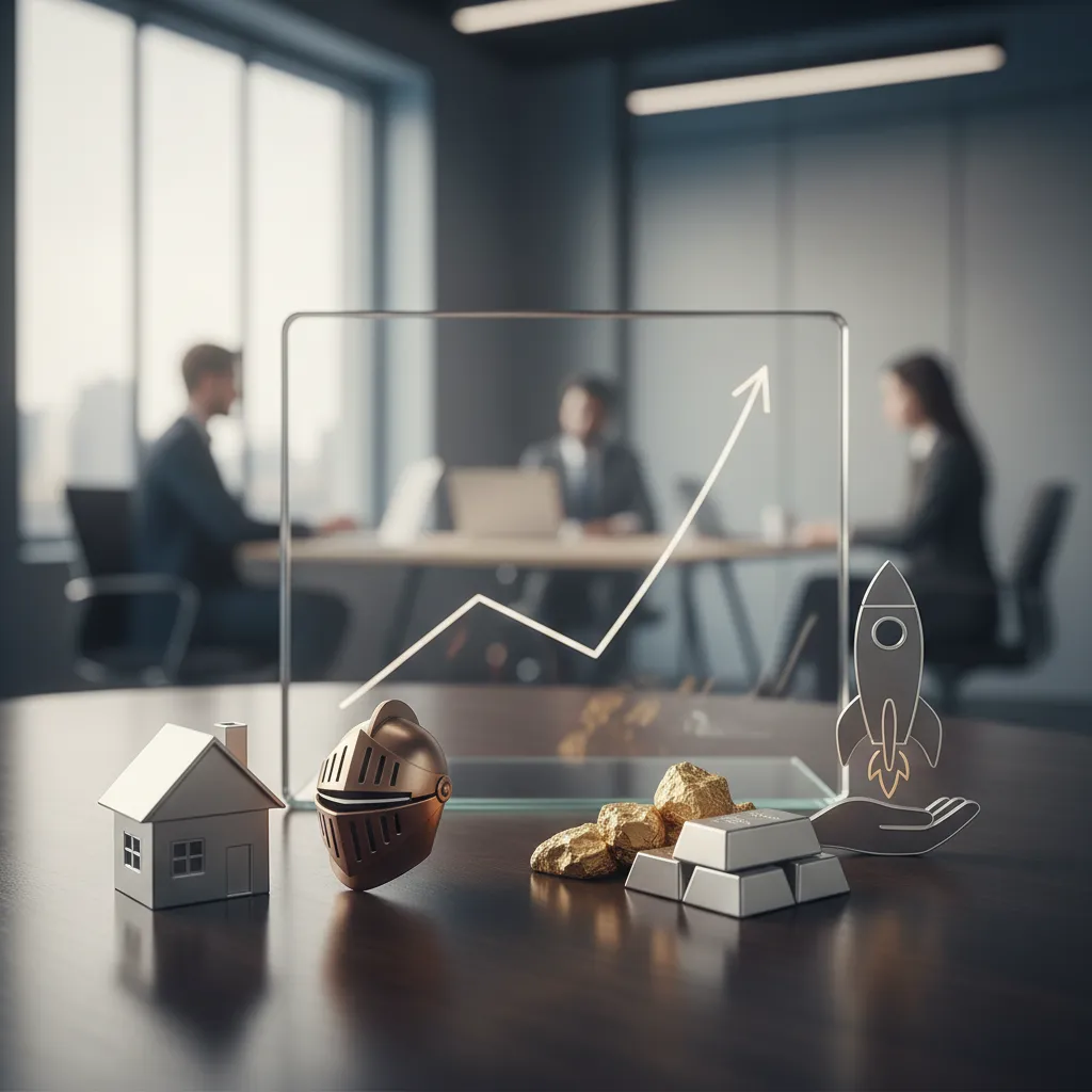 A balanced, premium digital wealth management dashboard displaying alternative asset allocations, private credit yields, and real estate indicators.