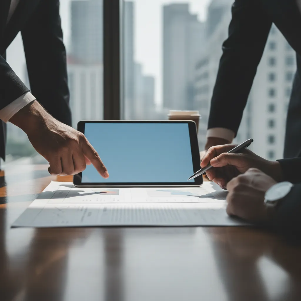 Hands evaluating asset valuation reports, trust summaries, and estate distributions.