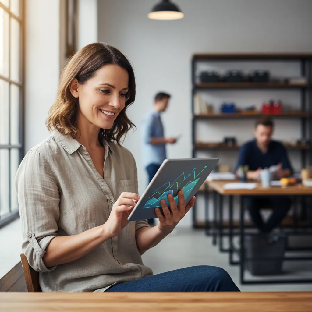 A business owner reviewing invoice ledger spreadsheets, cash flow projections, and factoring agreement terms on a laptop.