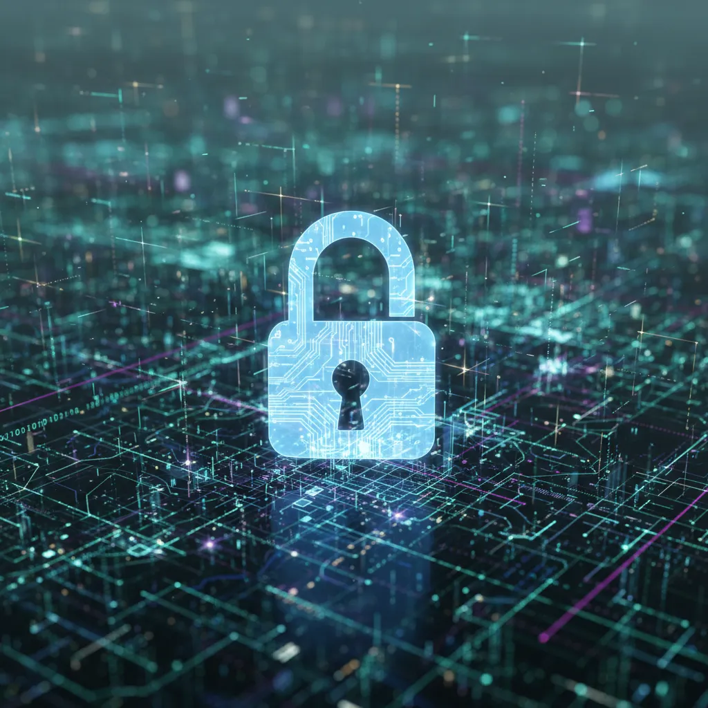 An abstract network padlock graphic representing data privacy and risk mitigation systems.