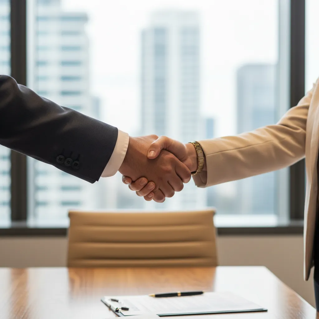 A business owner reviewing loan covenants and terms with a private credit fund director.