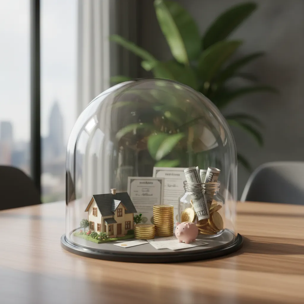 A visual layout showing diverse assets protected under a secure digital dome.