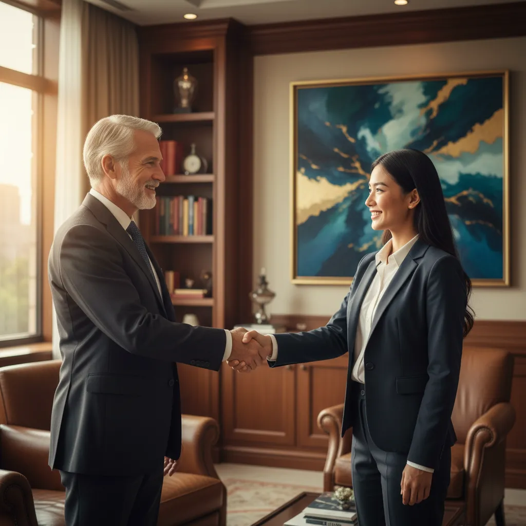 A business owner discussing transition timelines and legacy plans with an employee.