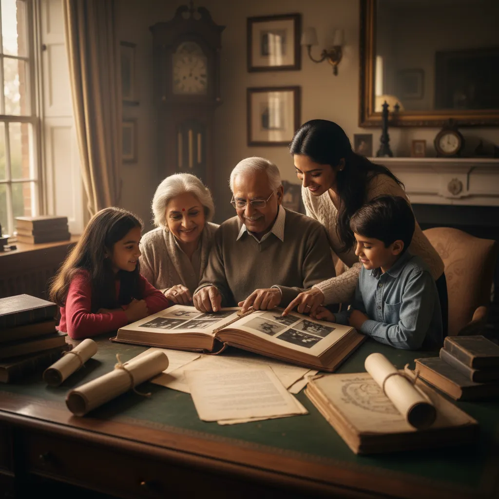 A multi-generational family and an estate planning attorney reviewing wills, revocable living trust deeds, and power of attorney documents.