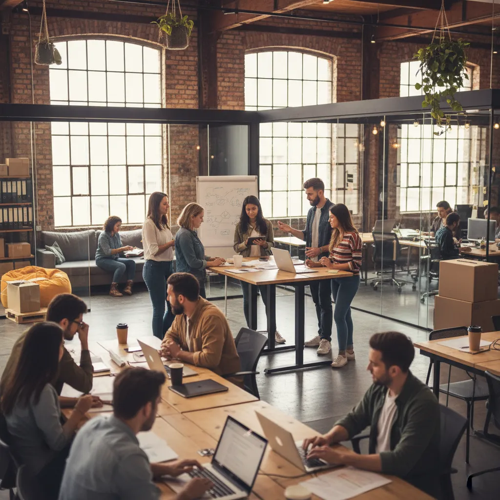 A collaboration meeting where executives plan a company expansion.
