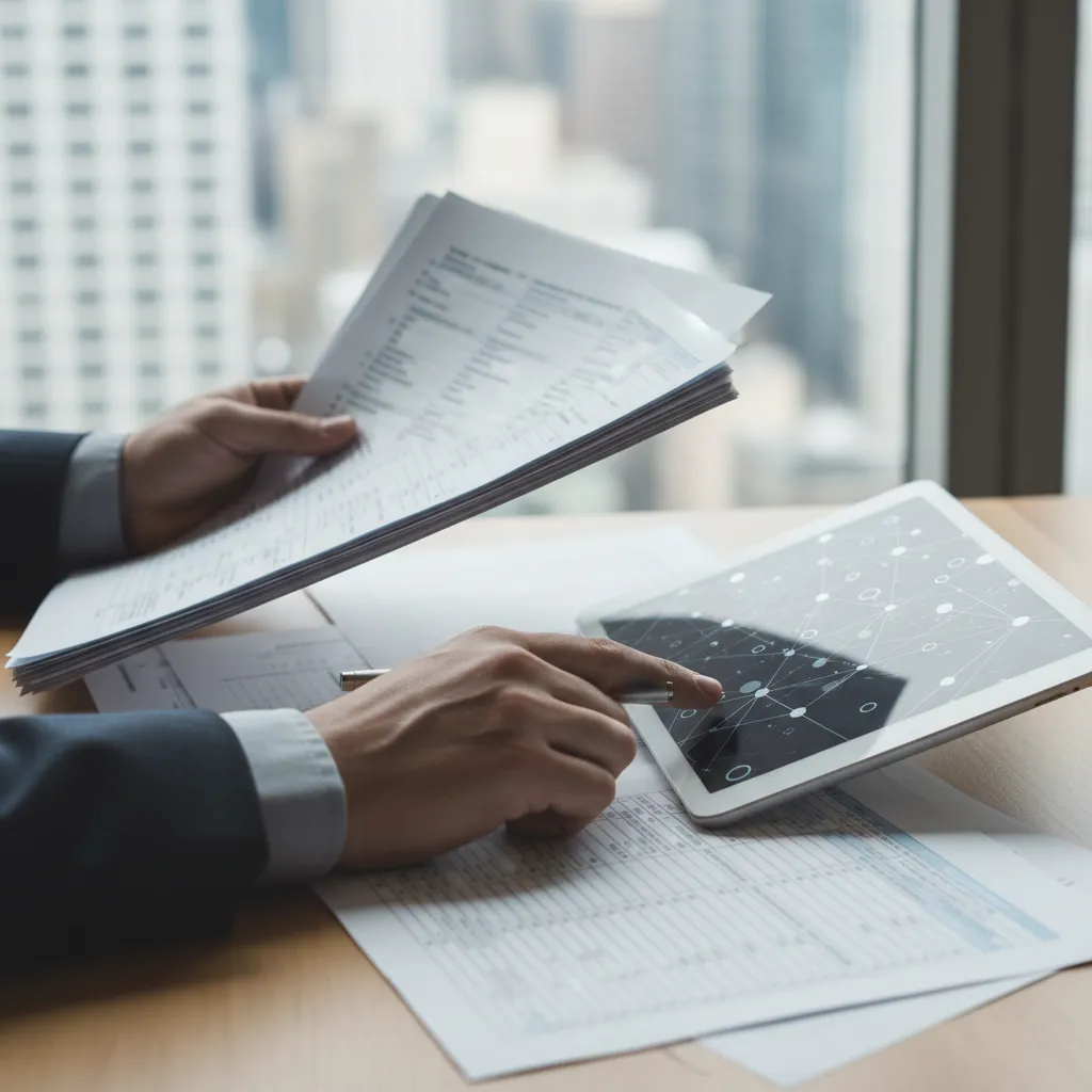 An investor reviewing QOZ property portfolios and tax compliance filings on a laptop.