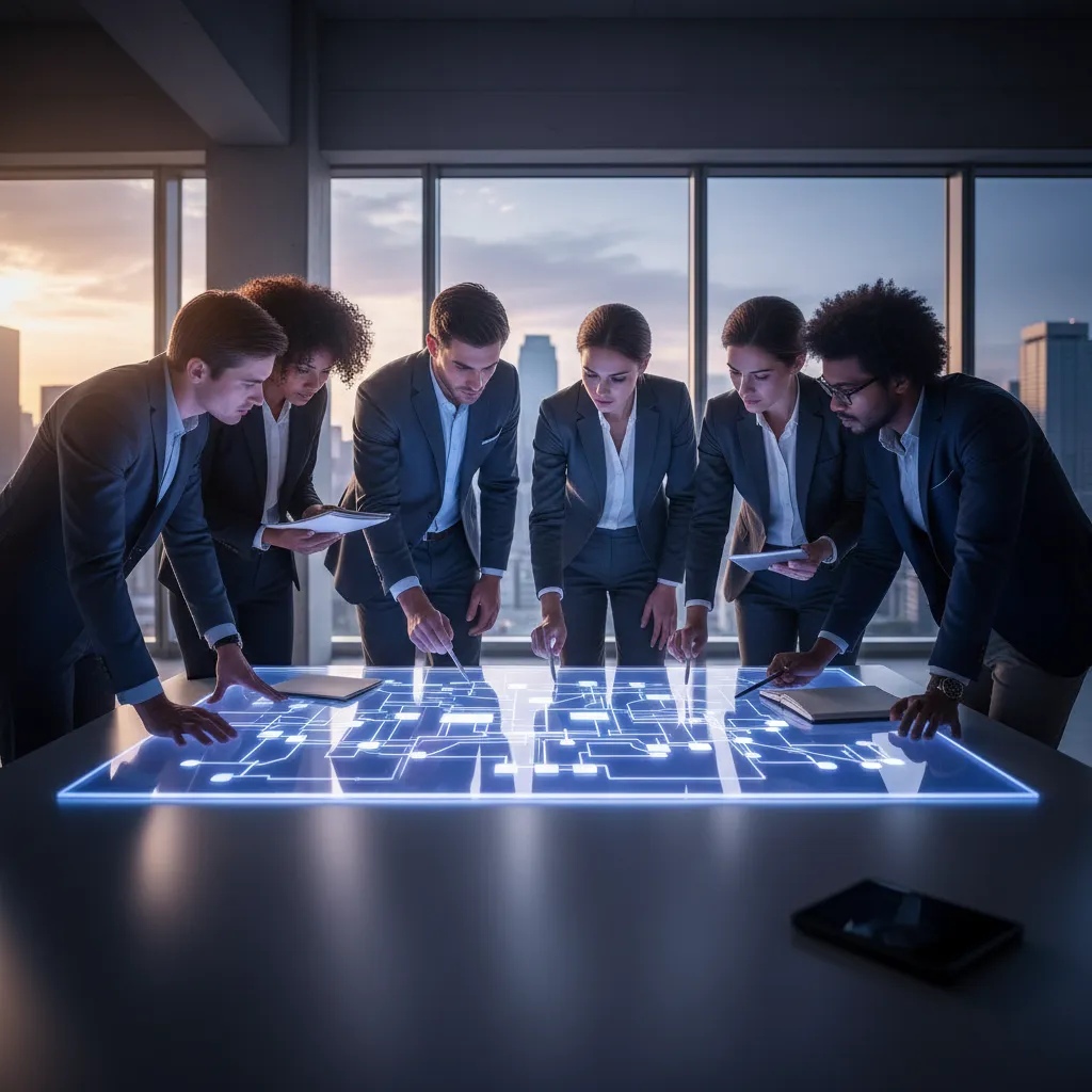 An IT infrastructure team mapping network connections between public cloud providers on a whiteboard.