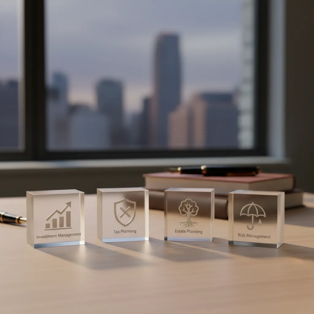 Pillars displaying the balance between tax mitigation, estate transfers, asset protection, and alternative assets.