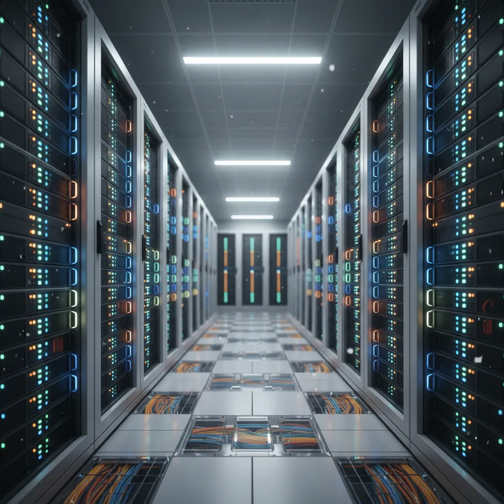 Hardware nodes in a secure server room, representing the computing power that drives enterprise forecasting models.