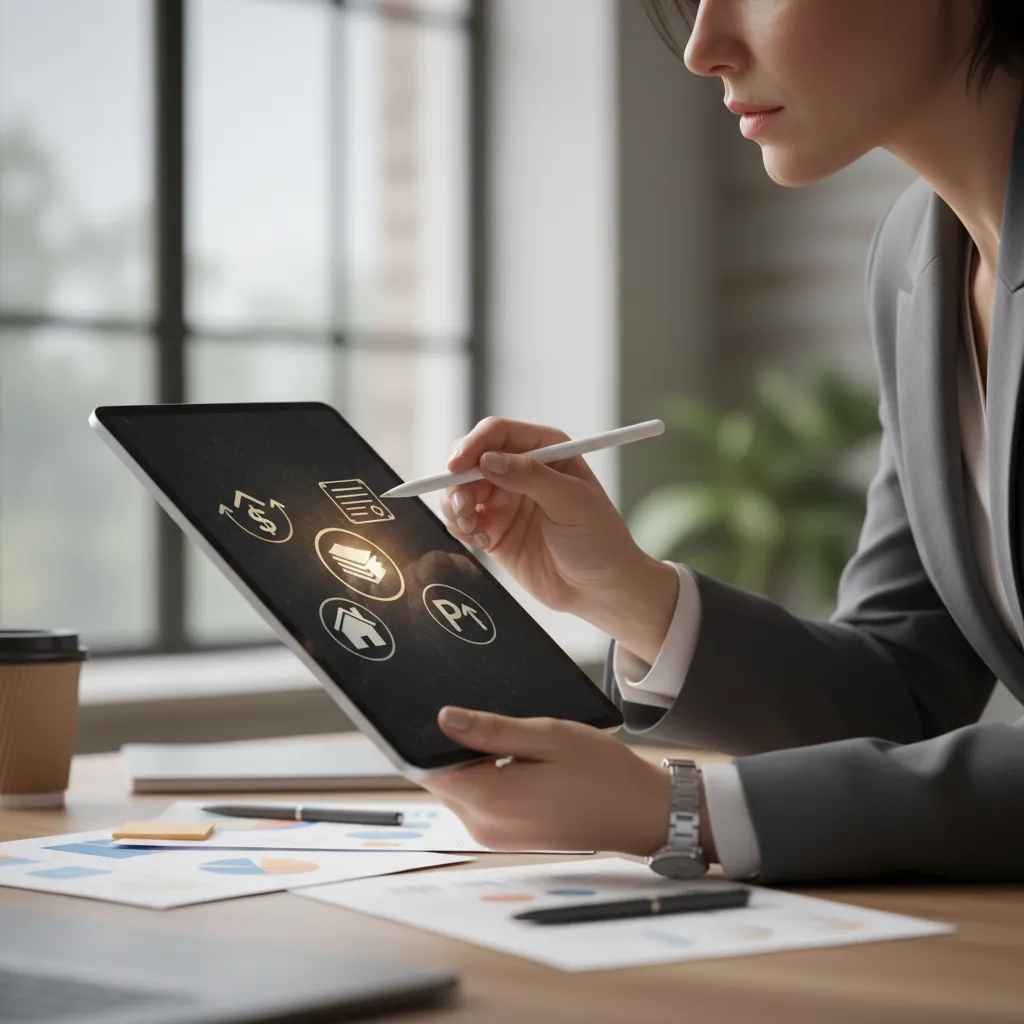 An analyst comparing preferred stock ETF prospectuses and cash flow yields on a tablet.