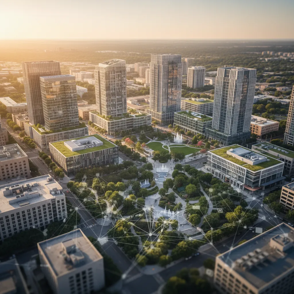 A modern real estate development project inside a designated Qualified Opportunity Zone, representing tax-advantaged urban growth.