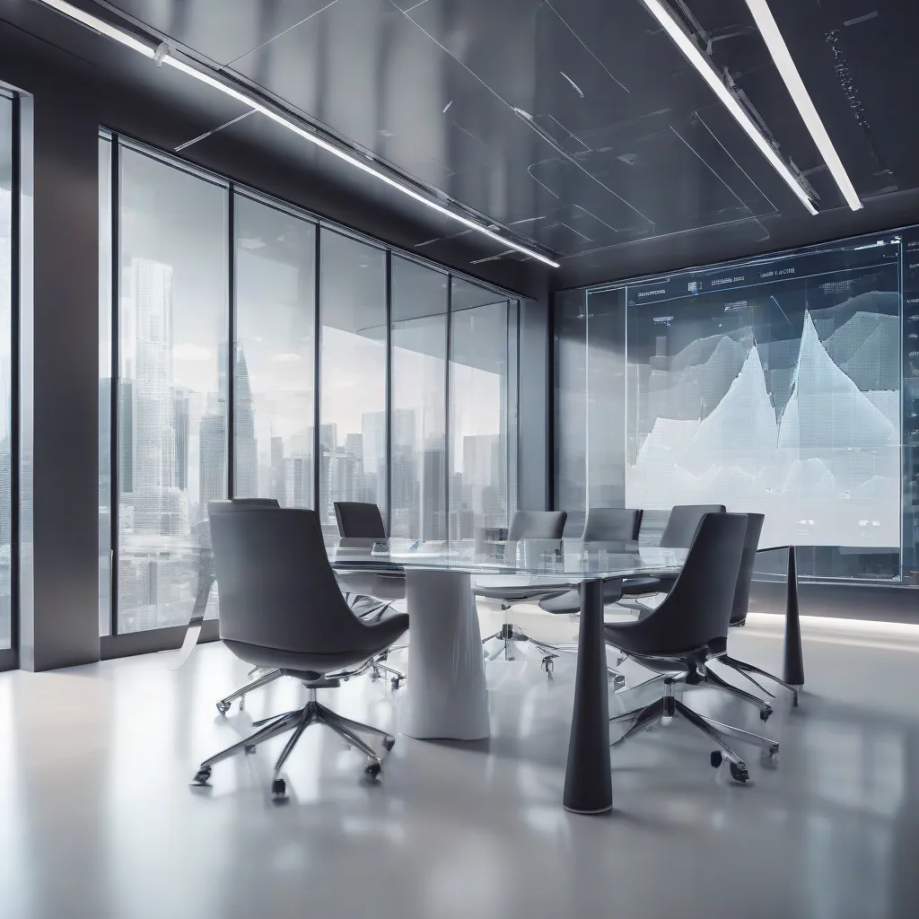 Strategic financial growth visualization in a modern SaaS boardroom