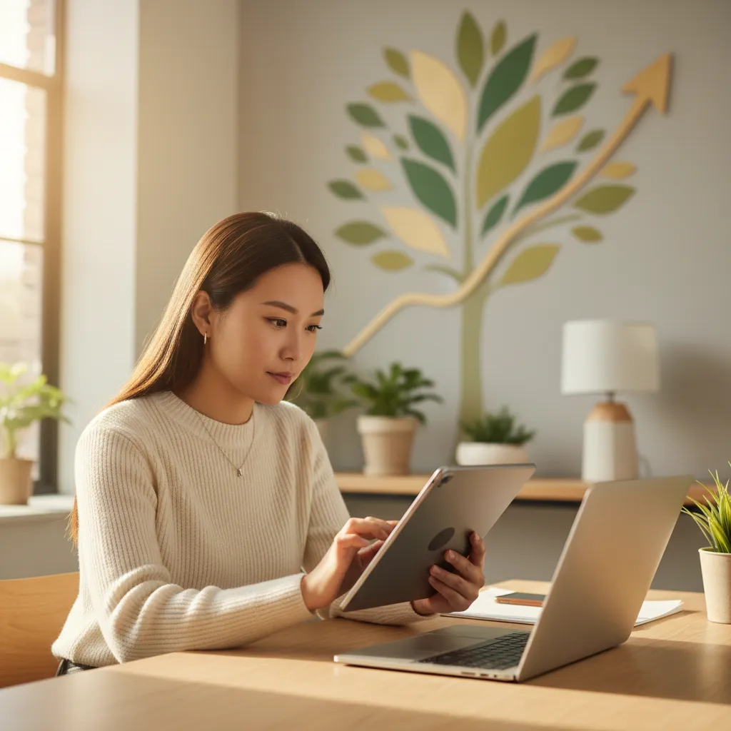 A financial planner reviewing quarterly dividend distributions, yield rates, and compounding plans on a tablet.