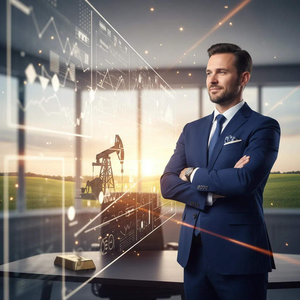 An investor analyzing global supply chains, commodity trading volumes, and spot price charts on a screen.