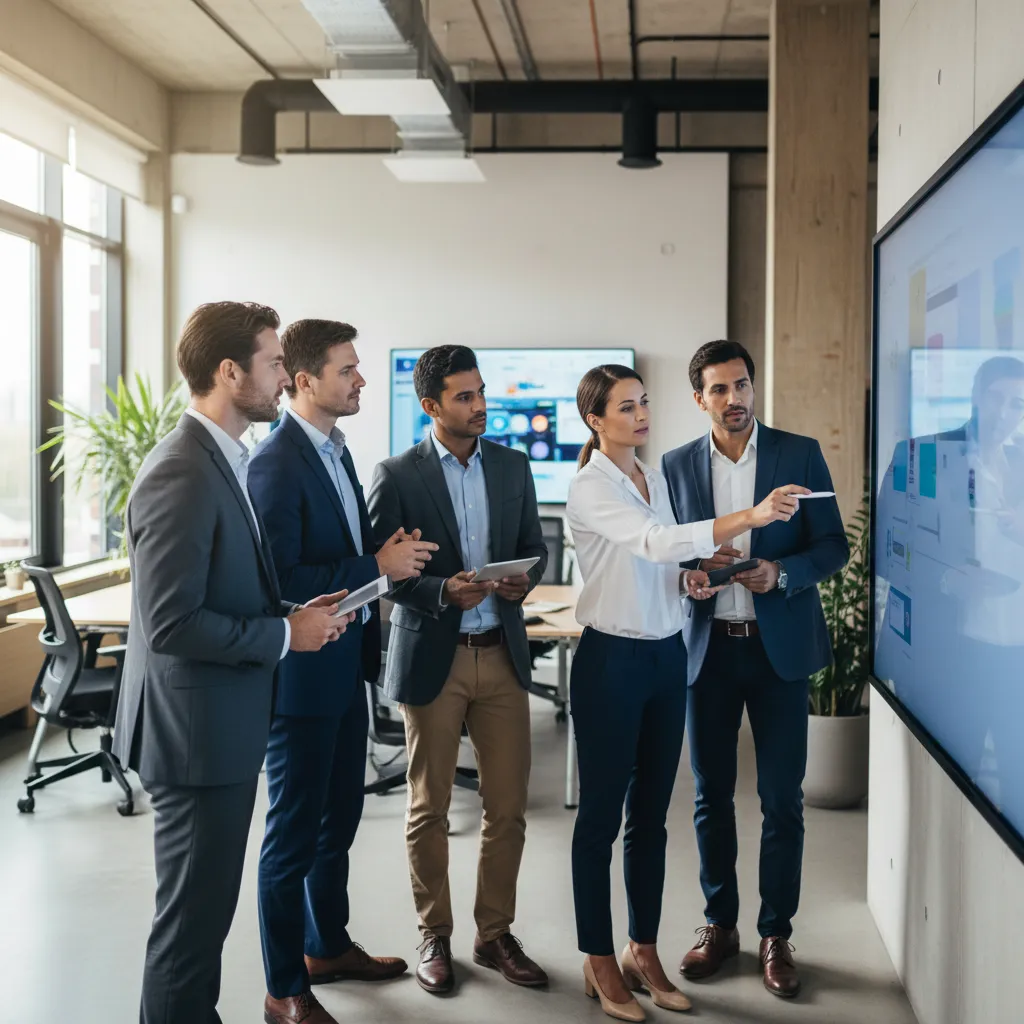 A procurement executive reviewing SaaS vendor contracts, SOC 2 certificates, and SLA metrics on a digital display.