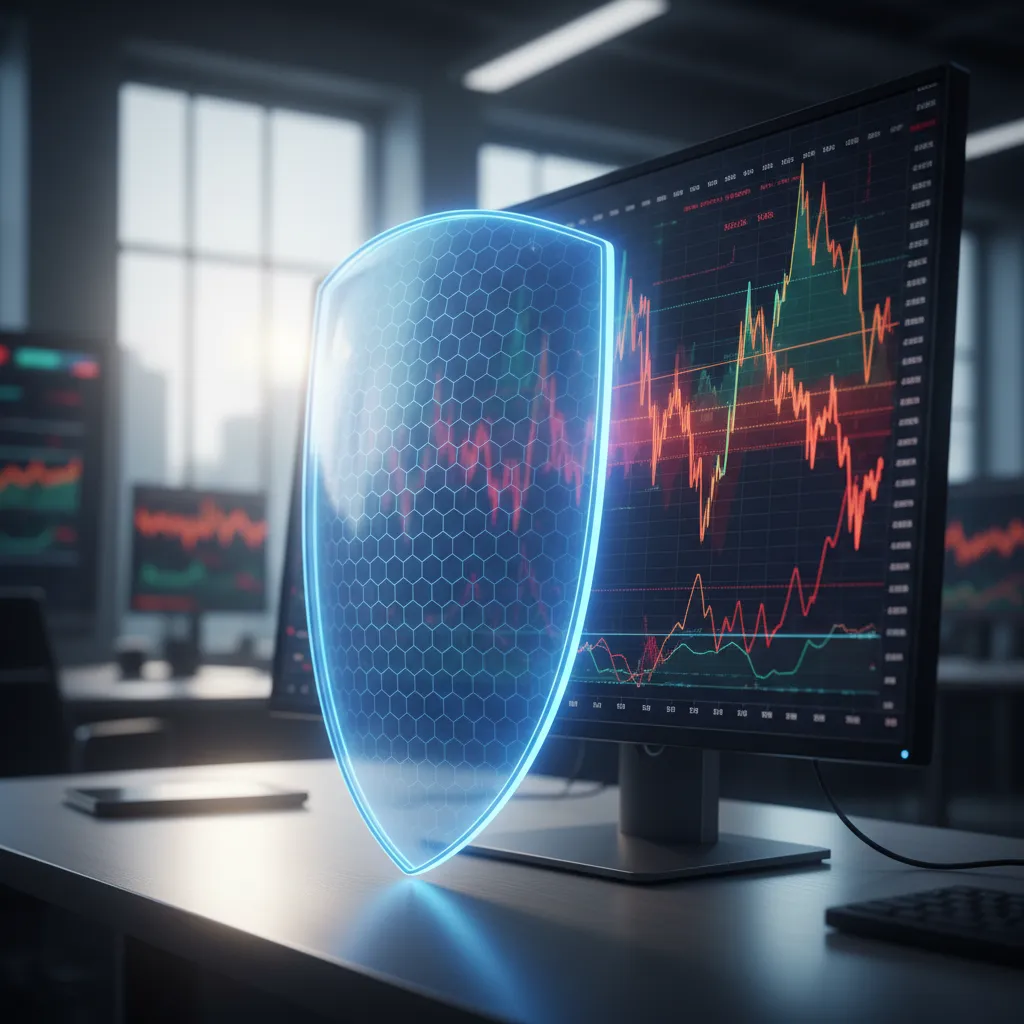 A portfolio risk manager reviewing out-of-the-money put option chains, VIX volatility curves, and convex portfolio hedging models on a screen.