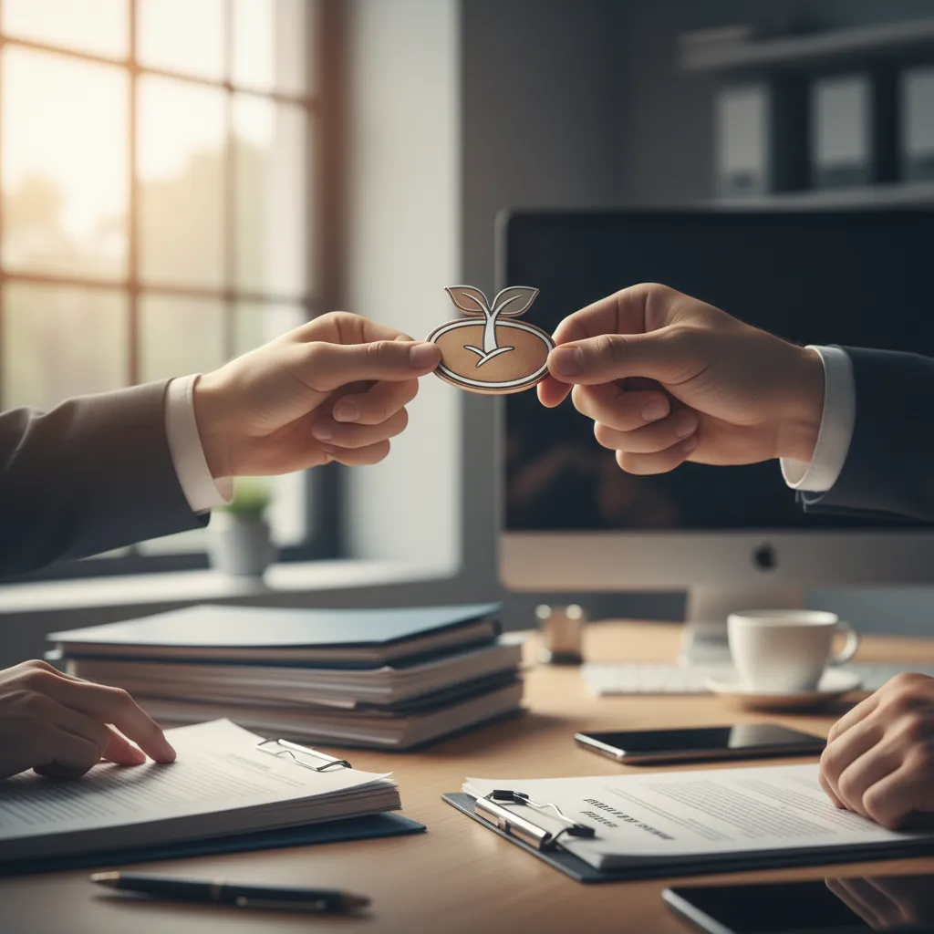 A handshake between an investor and startup founder.